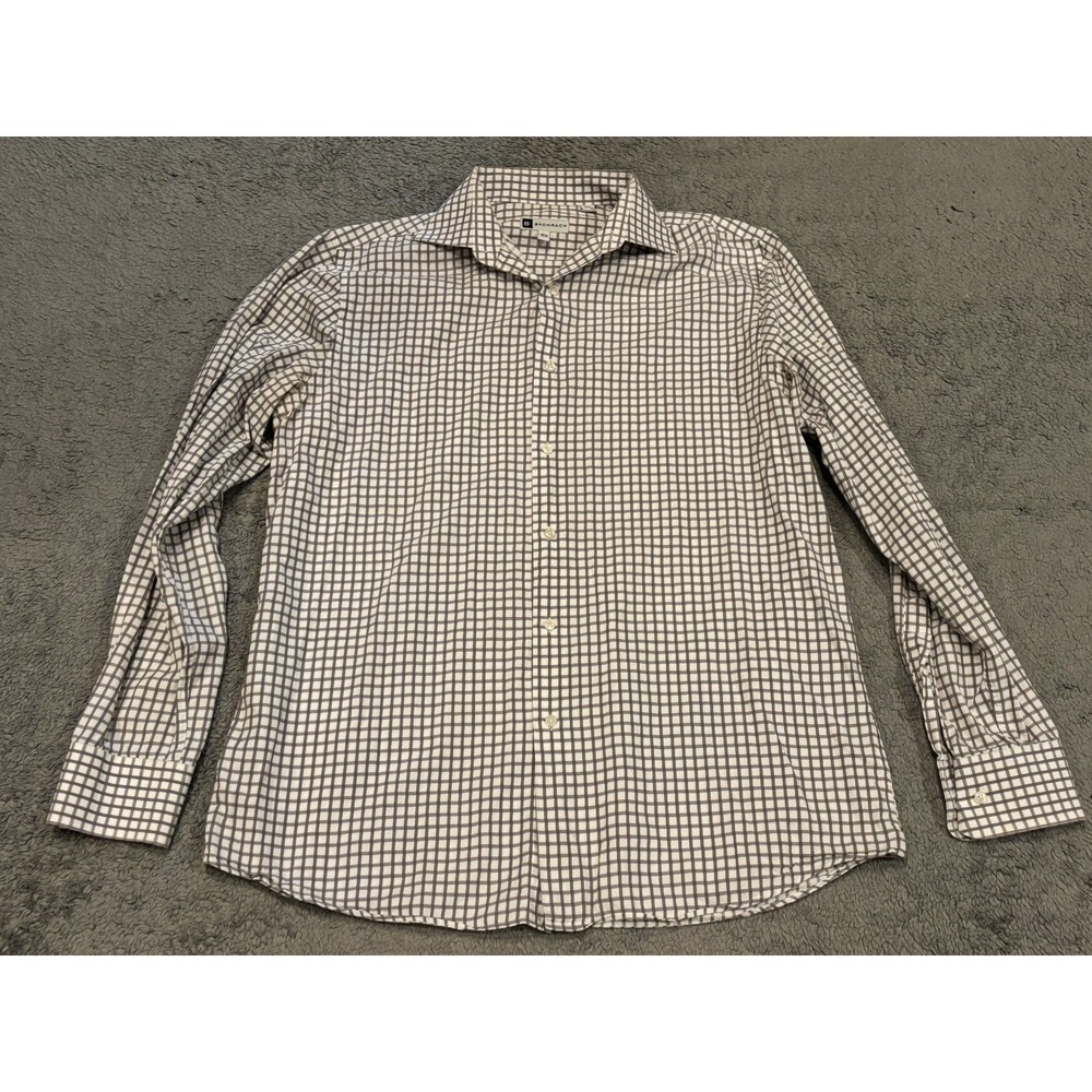 Bachrach Dress Shirt Mens 16.5 36/37 Gray Check Long Sleeve Button Career